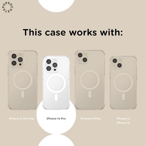 PopSockets iPhone 14 Pro Phone Case with MagSafe, Wireless Charging Compatible, Checkered - Blush Gingham