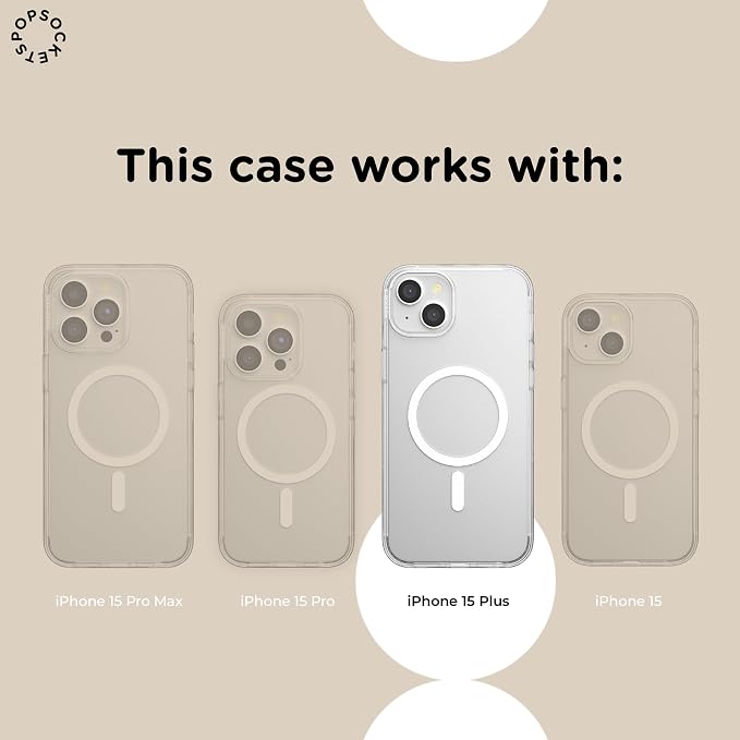 PopSockets iPhone 15 Plus Phone Case with MagSafe- Cherry Pop | Magnetic, Wireless Charging, Camera & Drop Protection, Cherry, Fruit, Electronic Accessories, For iPad/Kindle/iPhone/Android